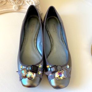 New Simple Vera Wang women 8 1/2 med cheerful dark silver, leather upper